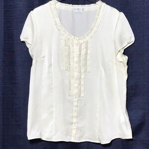 Van Heusen Cream Blouse with Ruffle Detail